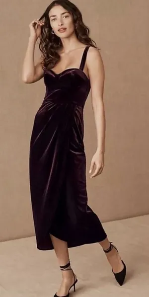 Hutch Anthropologie BHLDN Velour Burgundy Formal Gown Prom Wedding Whimsigoth‎ thumbnail 1