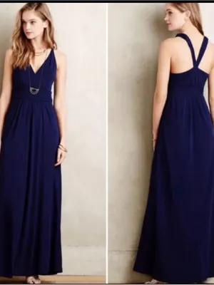 Anthropologie Maeve Navy Blue Yuma Sleeveless‎ Maxi Dress Women's Size 4 thumbnail 2