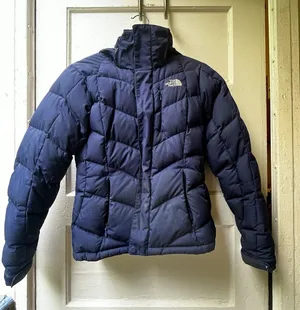 The North Face Goose Down Jacket XS Navy Puffer 600 Fill Hooded Coat Outdoors thumbnail 1