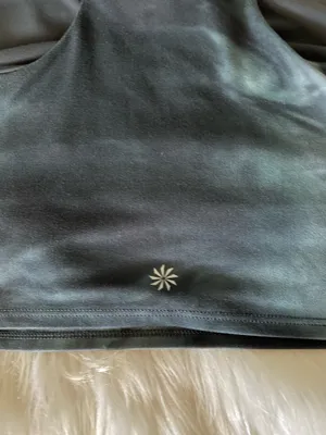 Athleta Womens Conscious Crop Top Tie Dye Printed Built in Bra Black thumbnail 7