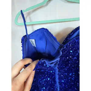 Unbranded Dress Womens Size 14 Royal Blue Sequin Corset Back Mini thumbnail 14