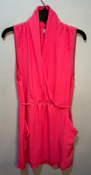 Aritzia Wilfred Sabine‎ Hot Pink Mini Tie Dress sz M thumbnail 1