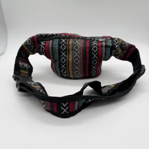 Boho Mushroom Woven Waist Pack Festival Hip Bag Multicolor Striped Fanny Pack thumbnail 3