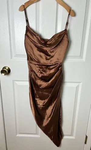 House of CB Satin Reva Sleeveless Toffee Balcony Corset Midi Dress XS thumbnail 2