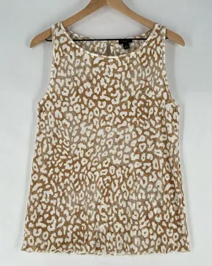 Ann Taylor Factory Leopard Print‎ Micro Pleated Stretchy Sleeveless Top Size S thumbnail 1