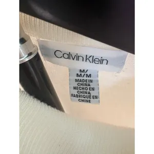 Calvin Klein White Mock Neck‎ Button Shoulder Sweater SZ M Classic Preppy thumbnail 4