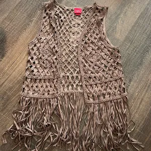 Daytrip Fringe Vest Small Brown Color thumbnail 1