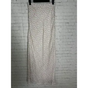 Charlie Holiday Floral Maxi‎ Skirt White Pink Yellow Ditsy Print Size 4 USA S thumbnail 3