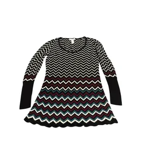 White House Black Market Sweater Womens Medium Multicolor Chevron Scoop Neck thumbnail 2