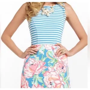Lilly Pulitzer Lucky Charm Combo Blue Stripe Julianna Dress Medium TINY SPOT thumbnail 14