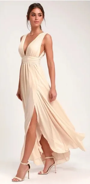 Lulus Heavenly Hues Blush Maxi Dress Bridesmaid Wedding Prom Size‎ Small thumbnail 1
