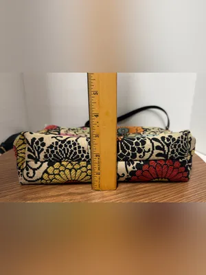 Danny K of Beverly Hills Large Zipper Dahlia Floral Tapestry Crossbody Purse thumbnail 7
