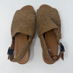 Paul Green Woven Slingback Flat Sandal Tan Braided Leather Womens Size 9.5 thumbnail 2
