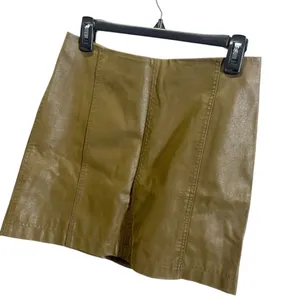 Free People Faux Leather Mini Skirt Size 6 Brown Panel‎ Design thumbnail 3