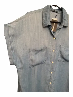 Zilcremo Light Wash Denim Short Sleeve Shirt Dress NWT thumbnail 3