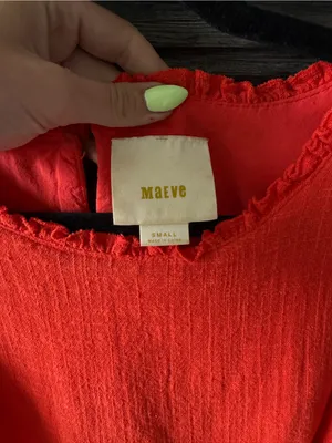 Maeve Red Ruffle Flutter Sleeve Top thumbnail 2