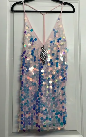 NWT Motel Pink Mermaid Scale Dress thumbnail 8
