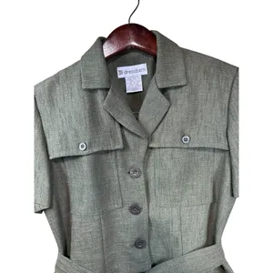 Dressbarn Olive Green Safari Style Short Sleeve Belted Shirt‎ Dress Sz 4 thumbnail 8