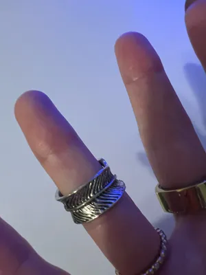 silver opal ring with feather design #boho #festival thumbnail 3