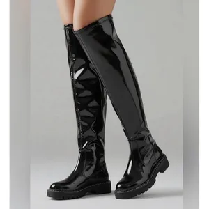 SAM EDELMAN Lydia Black Patent Knee Over the Boot Size 7 thumbnail 3