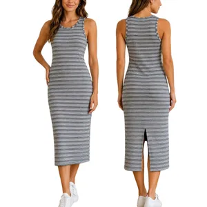 Marine Layer Ribbed Striped Midi Tank Dress Size XS Gray Coastal Resort Casual thumbnail 2