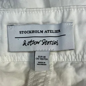 & Other Stories Women's White Tie Hem Pocket Mid Waist Pencil Mini Skirt Size M thumbnail 4
