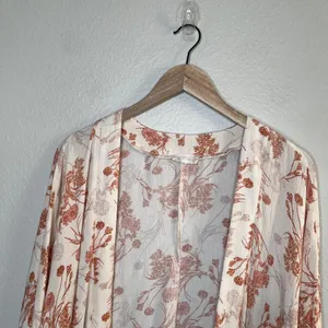 Altard State Womens Boho Floral Open Front Kimono Cardigan Size Large thumbnail 2