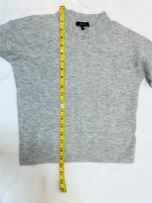 Quince Baby Alpaca Wool Diamond Stitch Crew Sweater – Light Grey – M thumbnail 8
