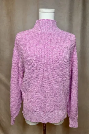 Aerie Pink Mock Neck Cotton Sweater XS Chunky Knit Pullover thumbnail 1