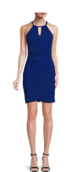 Guess NWT Size 4 Royal Blue Keyhole Halter Sheath Cocktail‎ Dress thumbnail 1