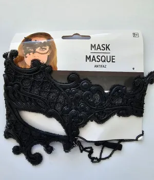 ​Amscan Black Silicone Fancy Scroll Masquerade Half Mask Halloween Whimsigoth thumbnail 1
