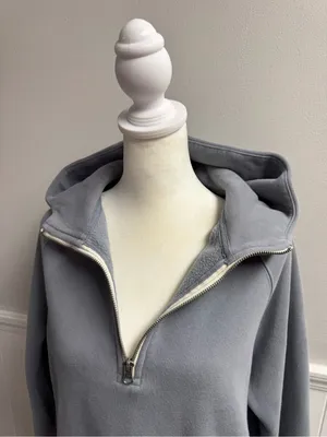 Vuori Restore Half 1/2 Zip Hoodie Fleece Sweatshirt Long Sleeve Gray Blue Medium thumbnail 6