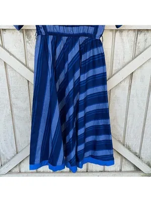 Vintage 70s 80s Short Sleeve Modest Dress Stripes cottagecore granny thumbnail 6