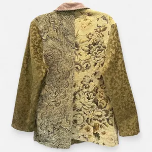 Vintage Y2K Boho Patchwork Tapestry Carpet Jacket Suede Collar Made in USA thumbnail 4