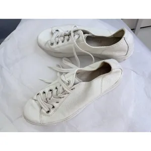 Paul Green White Pebbled Leather Lace Up Platform Sneakers US 7 thumbnail 3
