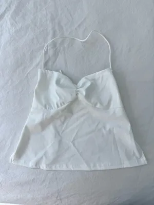 White Backless Tie Tank Top thumbnail 3