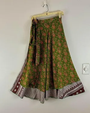Reversible Maxi Wrap Skirt BINS403 Green thumbnail 1
