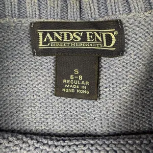 Lands' End Womens Small Faded Blank‎ Cotton Knit Sweater Blue Classic thumbnail 3