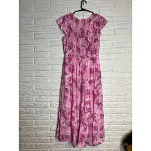 By the River Floral Maxi Dress Womens Large Pink Excellent Smocked Tiered Boho‎ thumbnail 6
