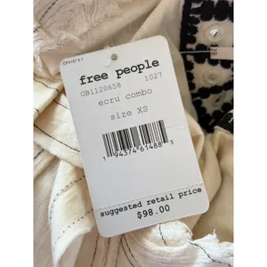 Free People‎ Market Place Embroidered V-Neck Top Ecru Combo Extra Small NEW thumbnail 6