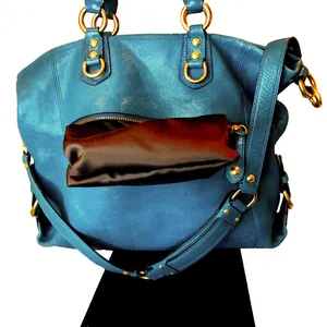 Vintage COACH Madison Turquoise Leather Satchel Rear Zipper Pocket Bag 12935 thumbnail 3