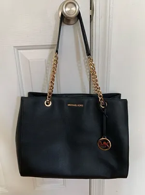Michael Kors black handbag tote thumbnail 1