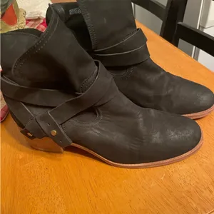 UGG Black Ankle Booties with Wooden Heel thumbnail 9