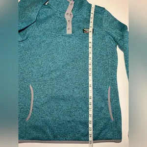L.L. Bean 1/4 Snap Sweater‎ Fleece Pullover Heathered Teal Womens Small thumbnail 7
