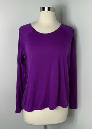 Fabletics Womens Switchback Activewear Top Size M Long Sleeve Purple Shirt thumbnail 1