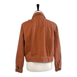 Free People Denim Jean Jacket Button Front Terracotta Orange Women’s Size Medium thumbnail 4