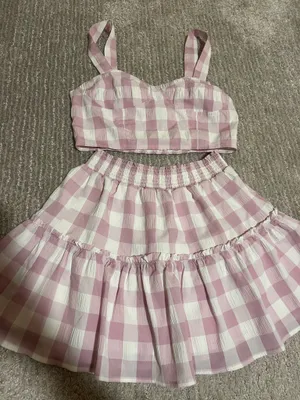 Steve Madden Purple Checkered Skirt Set thumbnail 1