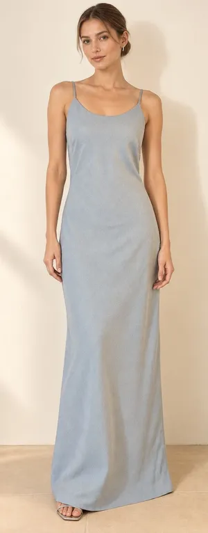 Vintage Alias 90s Silver Gray Maxi Slip Dress M thumbnail 1