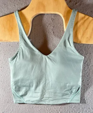 977 | Lululemon Align Nulu Light Support Cropped Tank Top Green Womens‎ 4 thumbnail 1