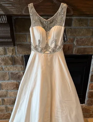 Sherri Hill A-Line Satin Beaded Bodice Wedding Dress NWT thumbnail 1